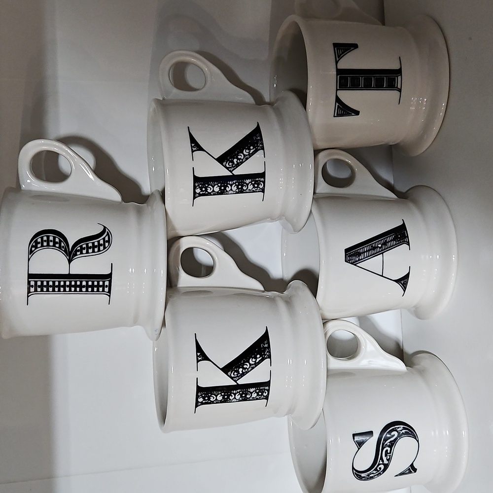 Anthropologie Monogram "Shaving" Style Mugs, Sold Separately